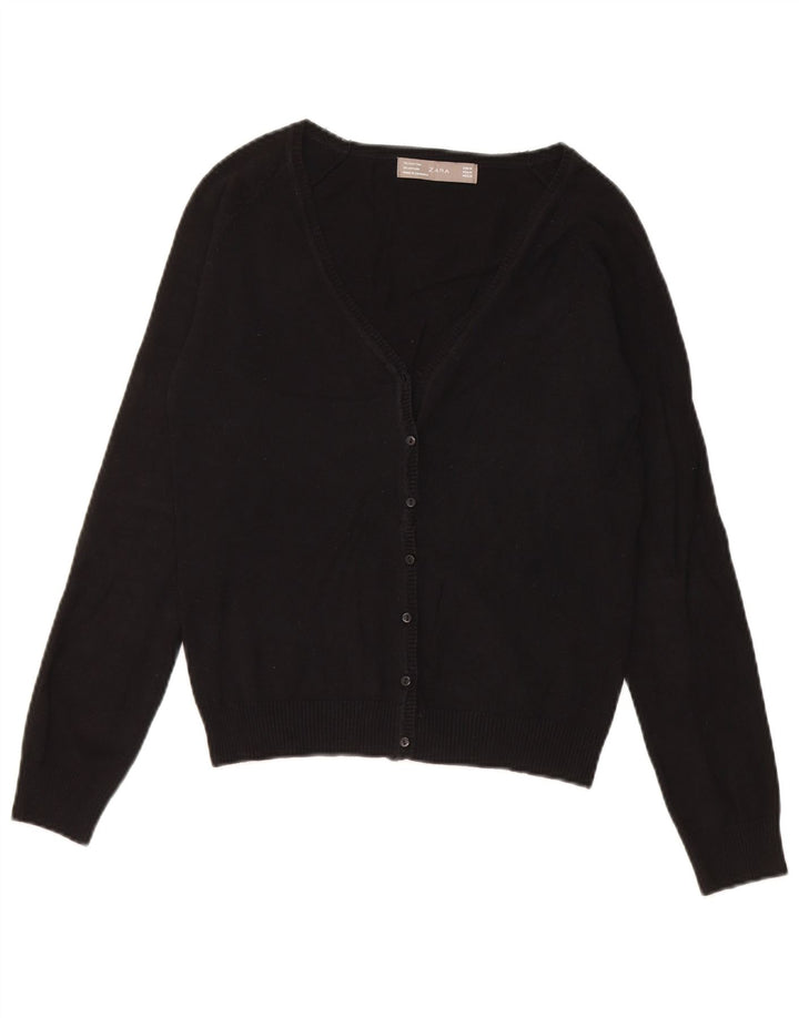 Zara Mujer Cárdigan Suéter UK 12 Mediano Negro