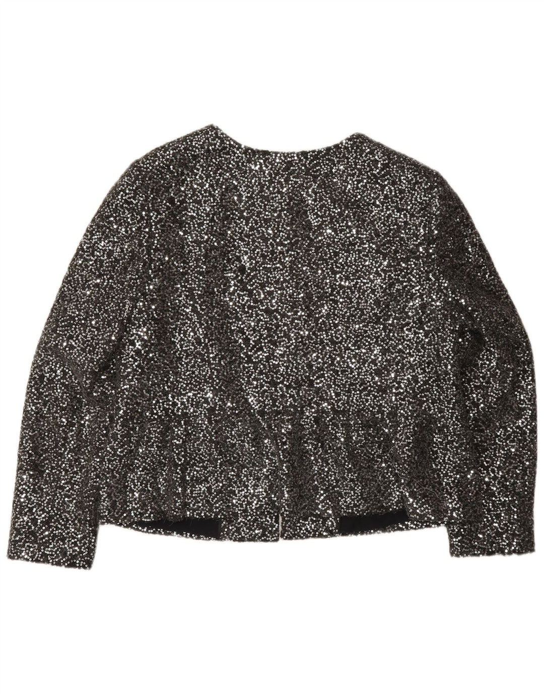 Marks & Spencer Chaqueta Blazer con Lentejuelas y Cremallera Completa para Mujer UK 44 Medium Silver