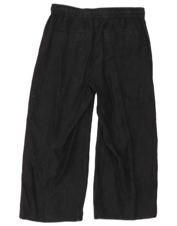 Marks & Spencer Pantalones Capri para Mujer UK 8 Small W27 L21 Lino Negro