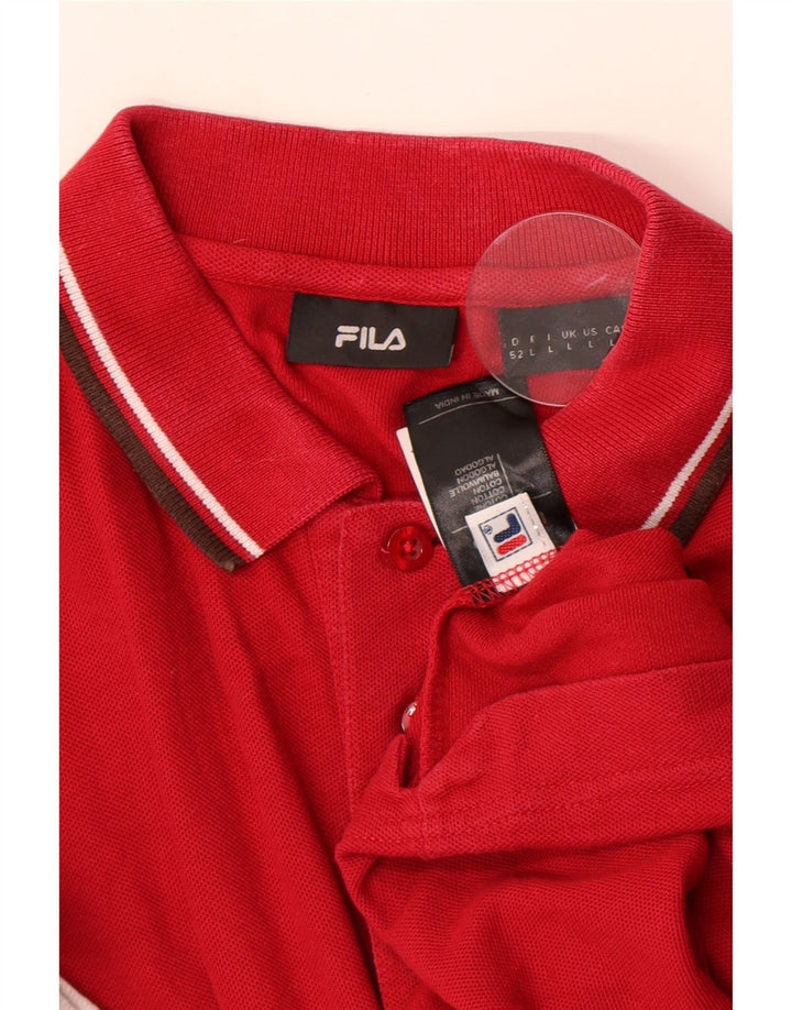 Fila Polo para hombre de algodón rojo grande