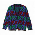 Vintage mujeres patrón abstracto cardigan suéter Reino Unido 18 XL multicolor