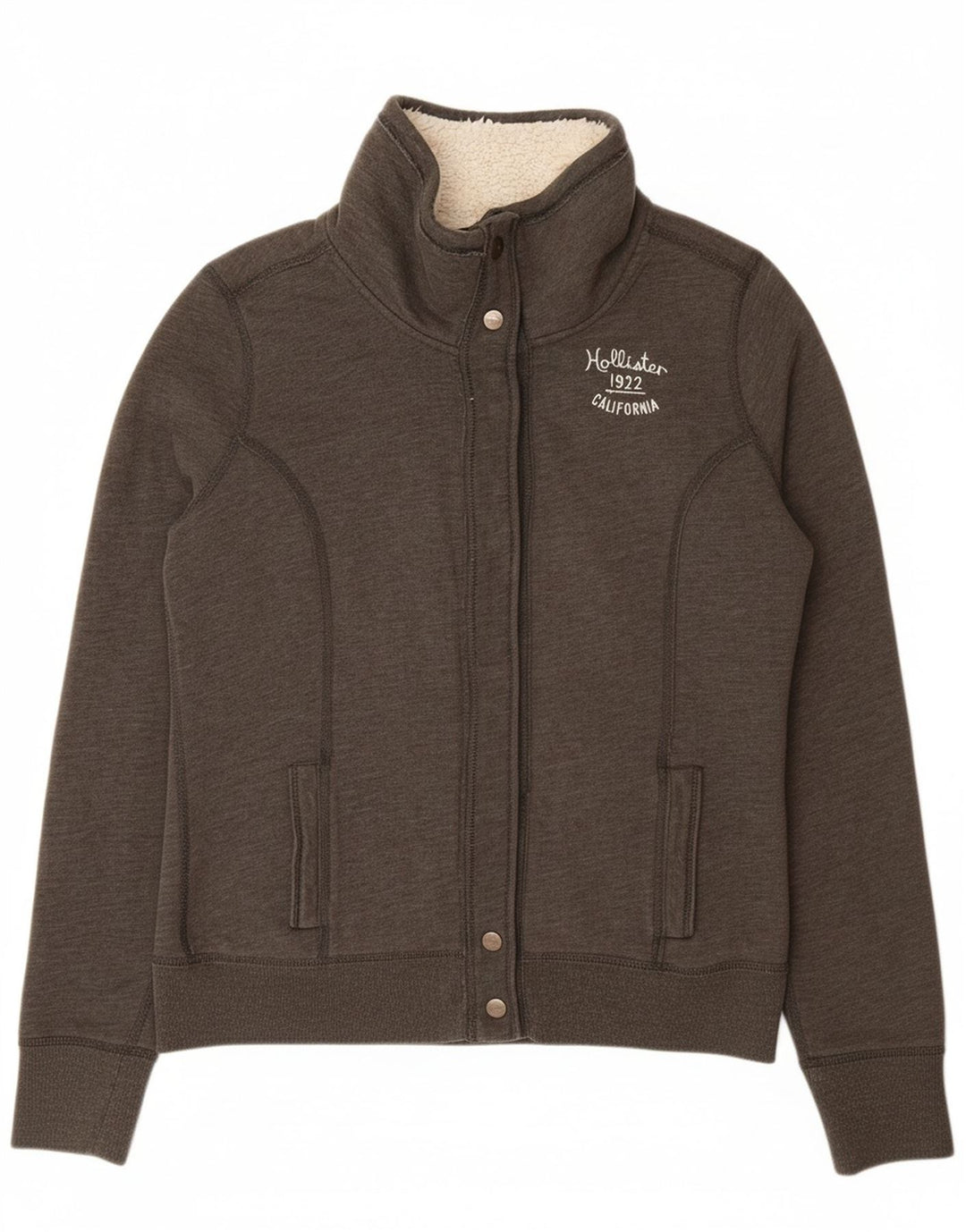 HOLLISTER Chaqueta de chándal Sherpa para mujer UK 46 Algodón gris grande