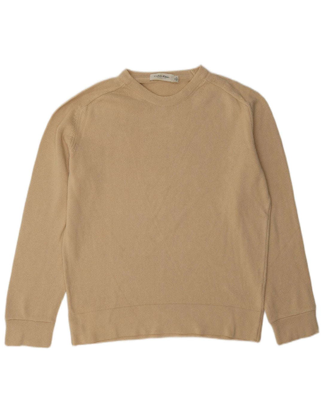 Calvin Klein Suéter tipo jersey con cuello redondo y ajuste regular para mujer UK 40 Medium Beige