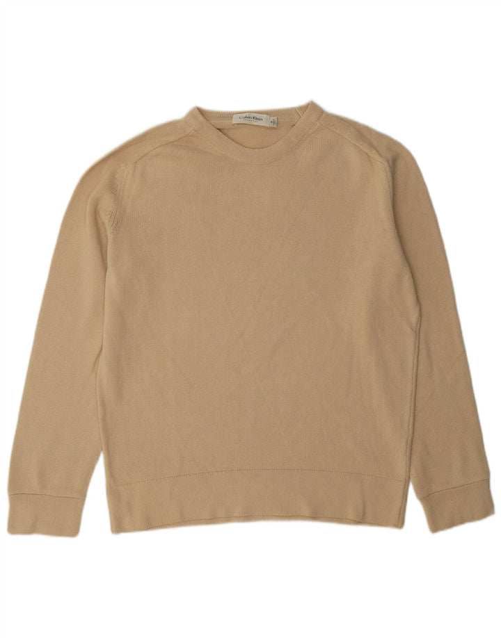Calvin Klein Suéter tipo jersey con cuello redondo y ajuste regular para mujer UK 40 Medium Beige