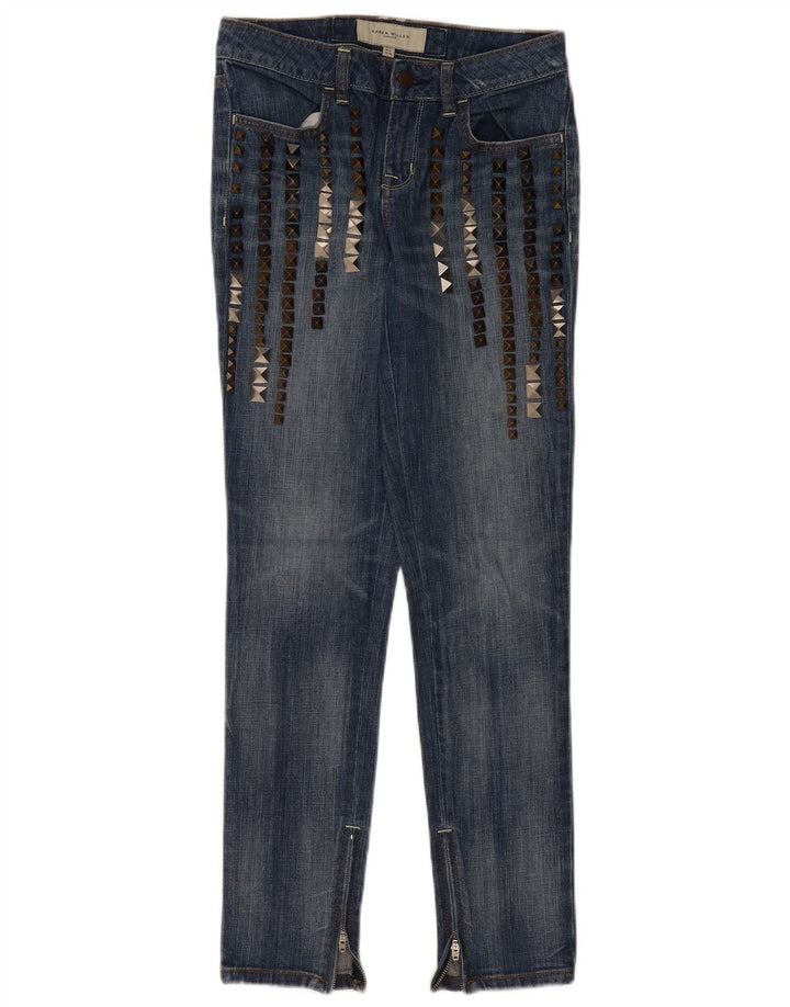 KAREN MILLEN Vaqueros ajustados desgastados para mujer UK 8 Small W28 L29 Azul