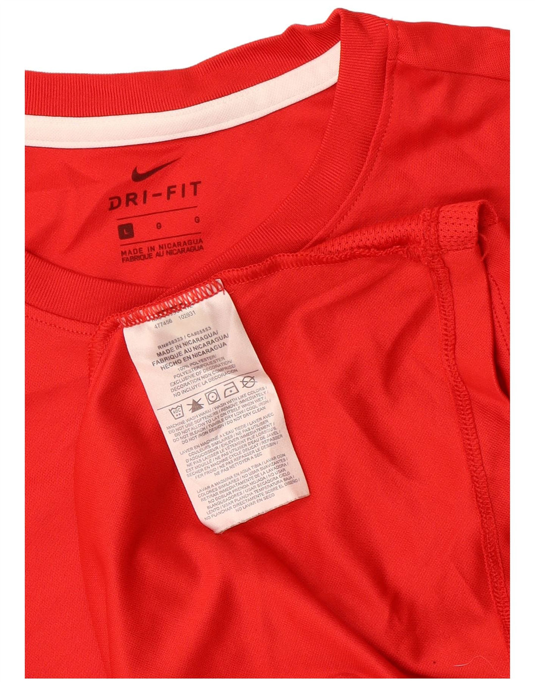 NIKE Camiseta Dri Fit para Mujer UK 40 Grande Poliéster Rojo