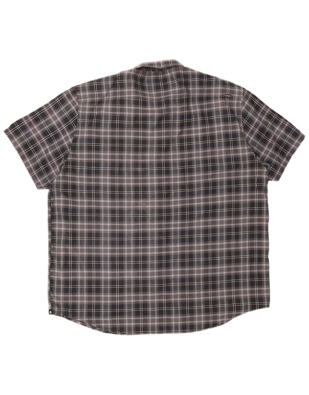 HURLEY Camisa de manga corta para hombre 2XL Algodón a cuadros gris