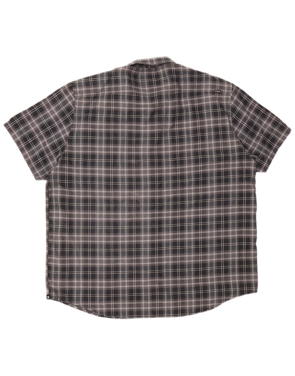 HURLEY Camisa de manga corta para hombre 2XL Algodón a cuadros gris
