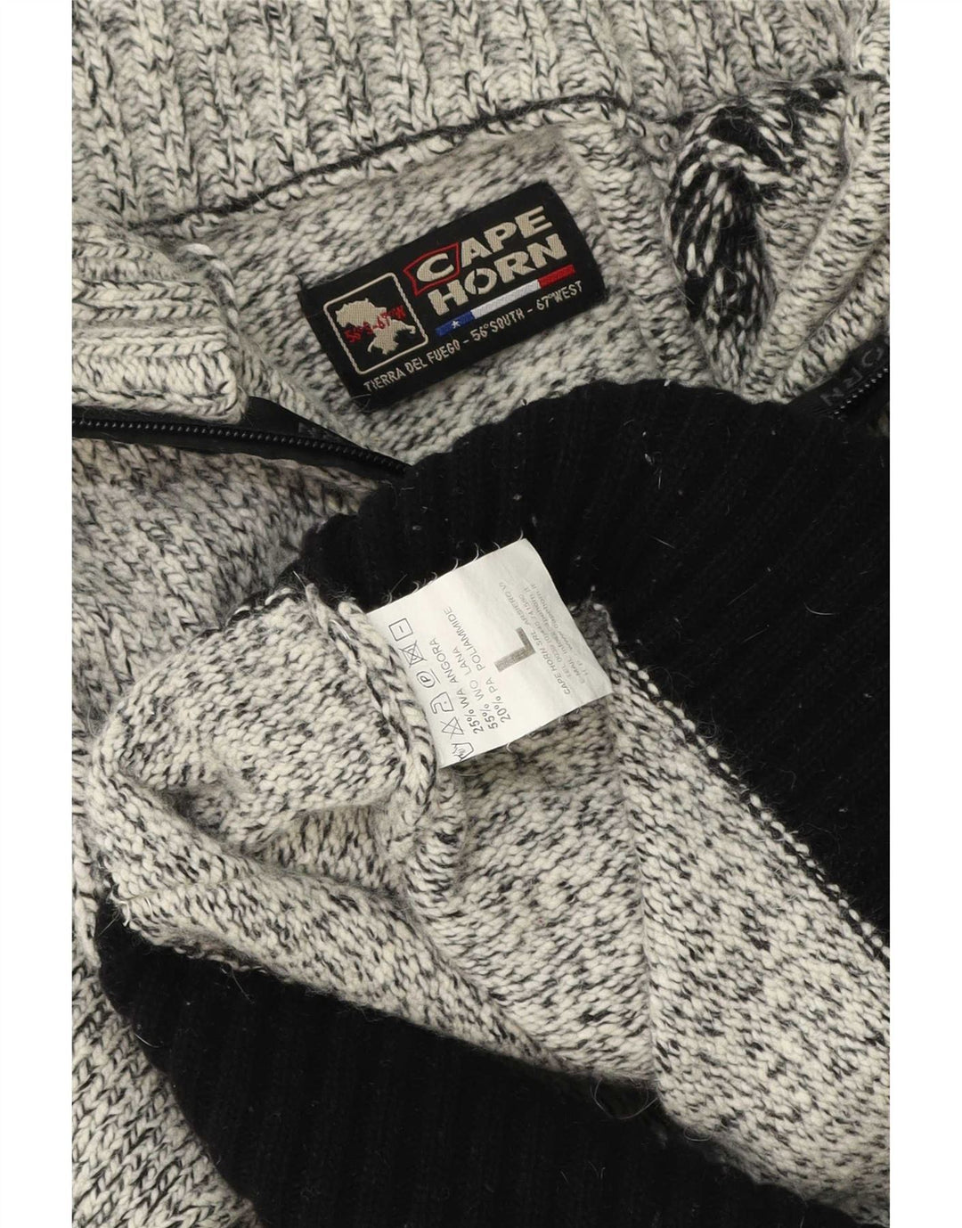 Cape Horn - Jersey para hombre con cuello y cremallera, color gris grande, angora