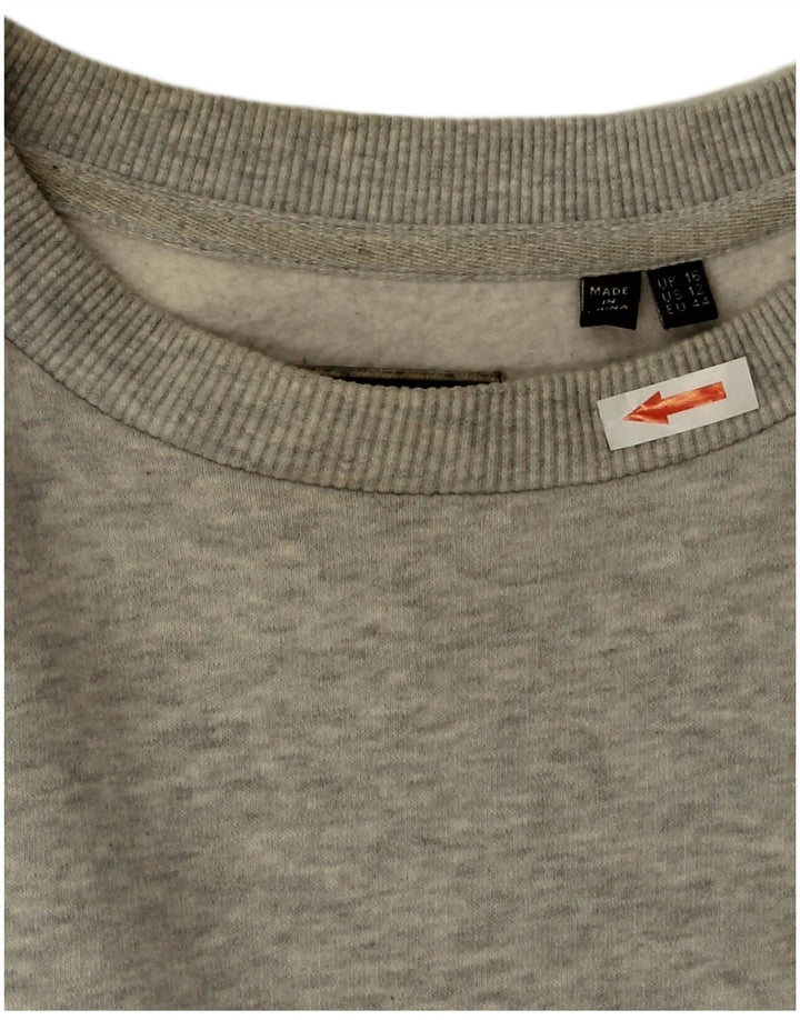 Superdry Sudadera extragrande para mujer, jersey, Reino Unido 46, algodón gris grande