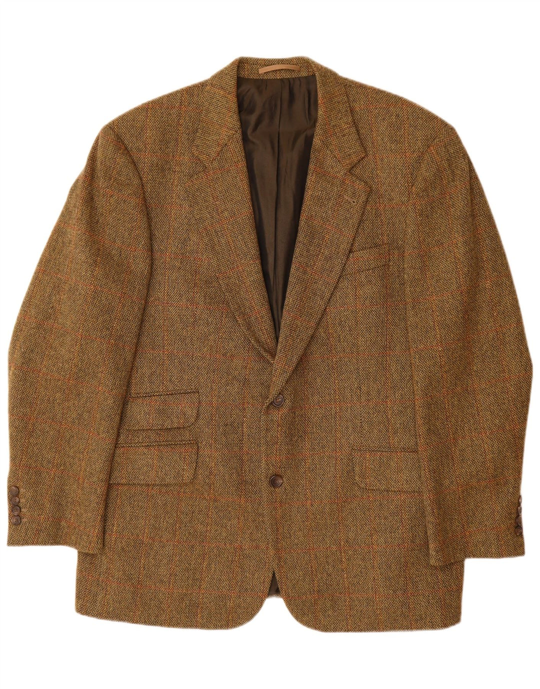 HUGO BOSS Chaqueta tipo blazer de 2 botones para hombre EU 56 3XL Lana virgen a cuadros marrón