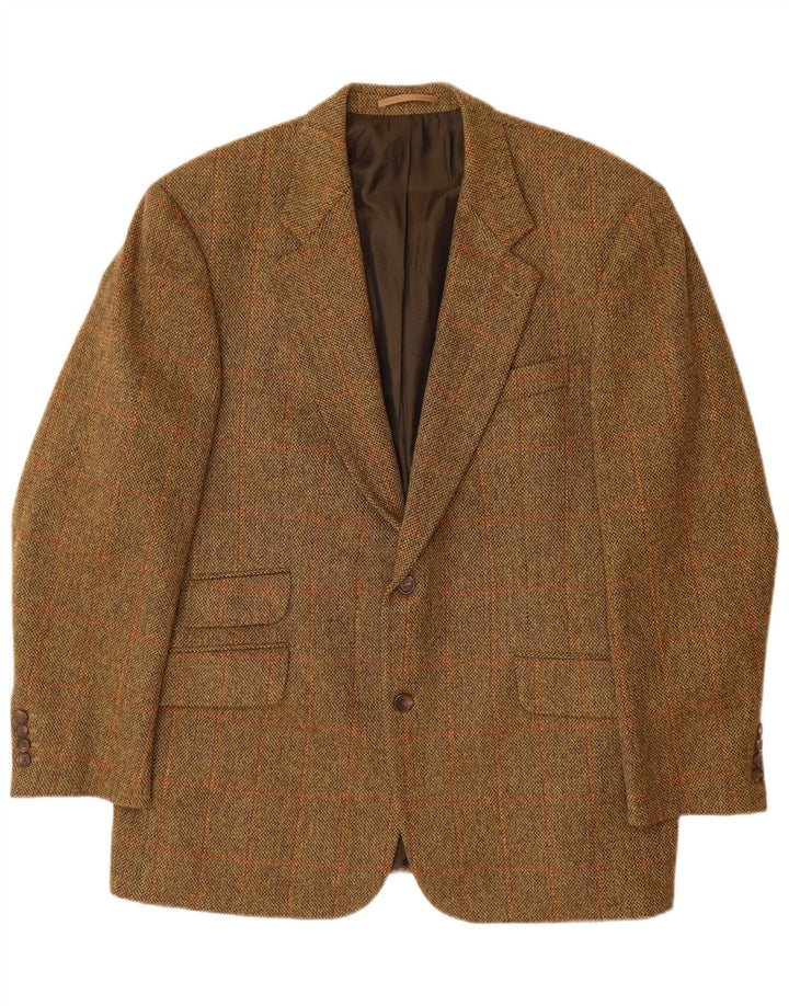 HUGO BOSS Chaqueta tipo blazer de 2 botones para hombre EU 56 3XL Lana virgen a cuadros marrón