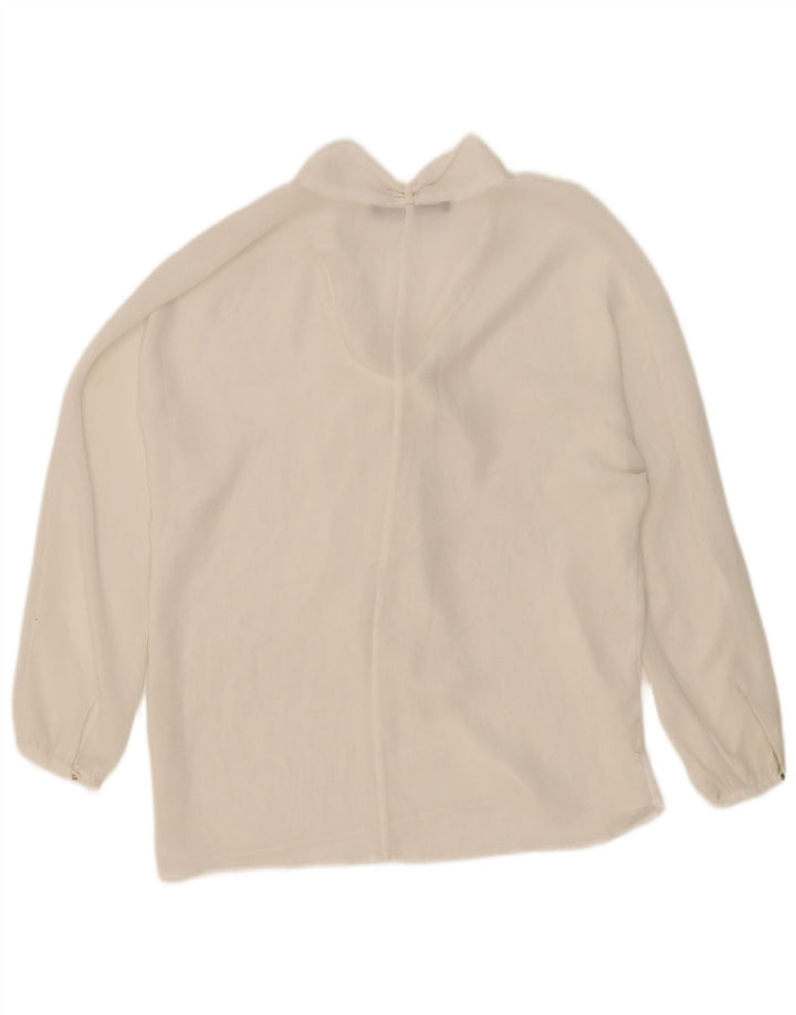 Zara Top transparente de manga larga con lazo frontal para mujer UK 46 Large White