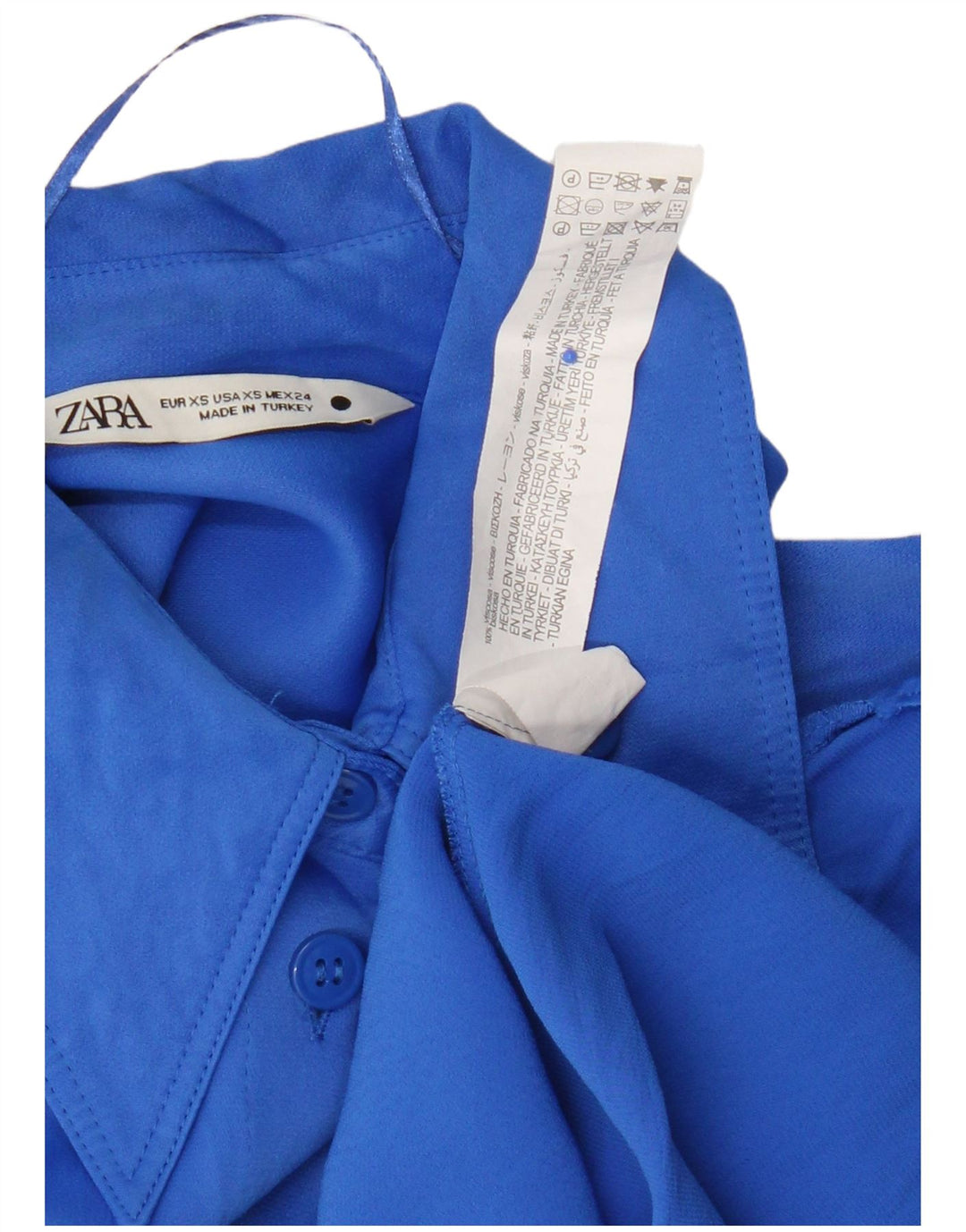 Zara Camisa Mujer UK 6 XS Viscosa Azul