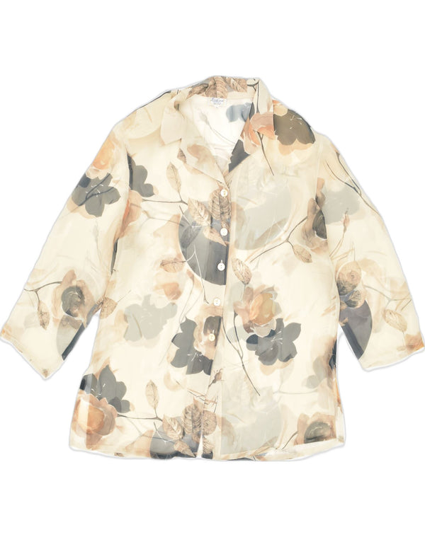 LUISA SPAGNOLI Blusa de manga 3/4 para mujer UK 10 Small Beige Floral