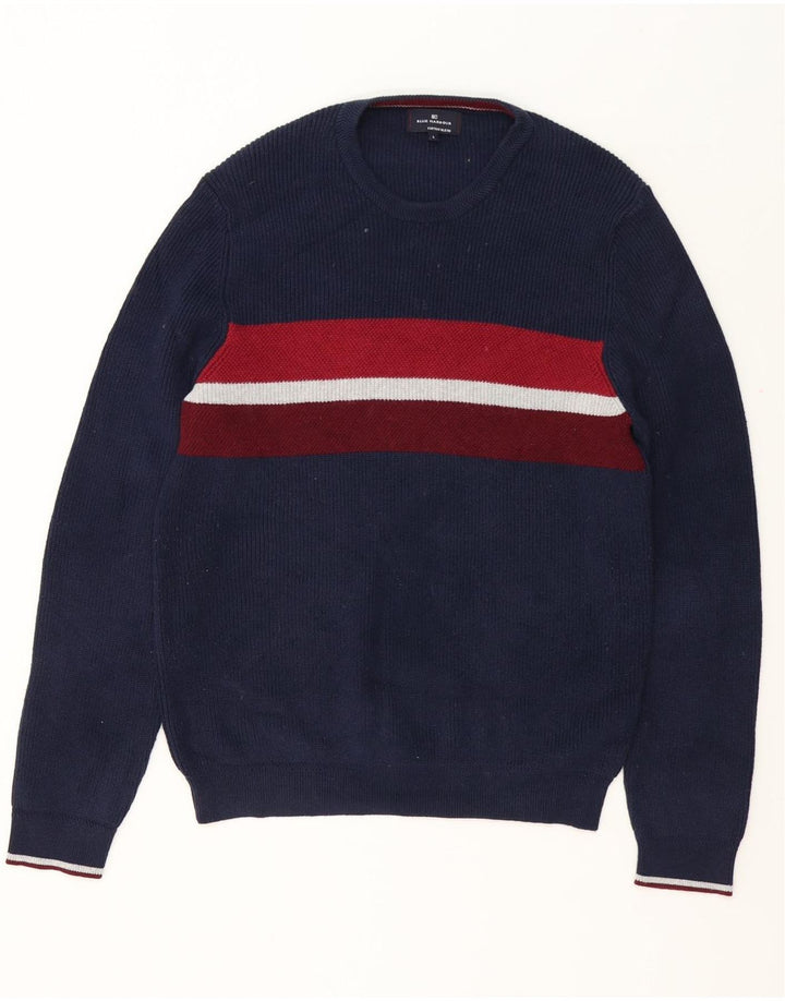 Marks & Spencer Jersey de cuello redondo azul Harbor para hombre, talla grande, azul marino