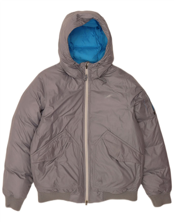 Nike Chaqueta acolchada con capucha para hombre UK 38 Poliéster gris medio