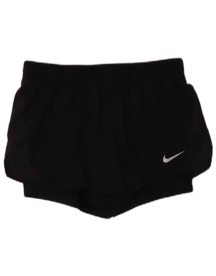 NIKE Pantalones cortos deportivos Dri Fit para mujer UK 14 Mediano Negro Poliéster