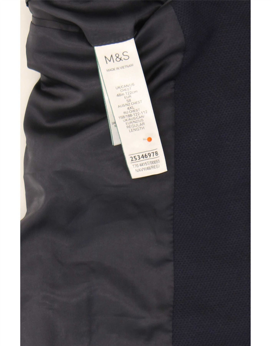 Marks & Spencer Chaqueta tipo blazer de 2 botones para hombre UK 48 4XL Poliamida azul marino