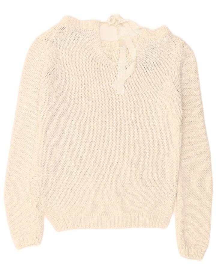 Massimo Dutti Jersey con cuello barco para mujer, talla 40, talla M, color blanco