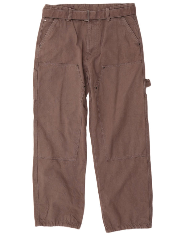 Zara Pantalón cargo recto para hombre EU 42 Large W32 L31 Algodón gris
