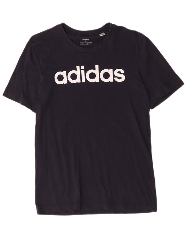 Adidas - Camiseta gráfica para hombre, talla pequeña, algodón azul marino