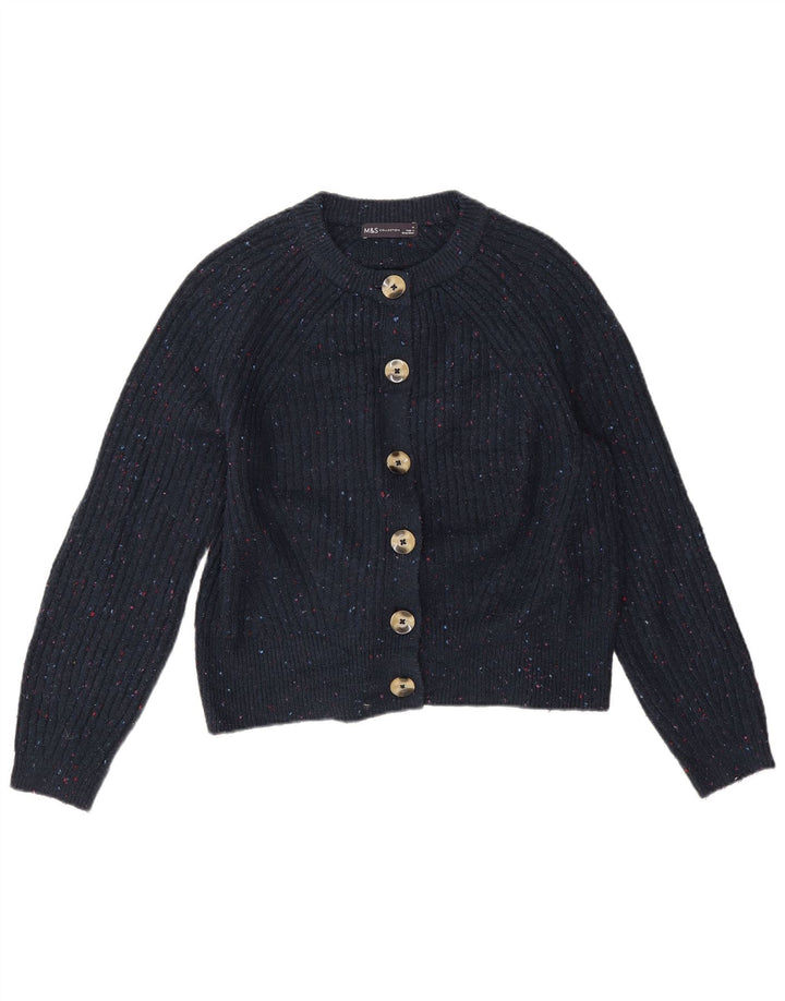 Marks & Spencer Suéter Cárdigan para Mujer UK 44 Medio Azul Marino Moteado