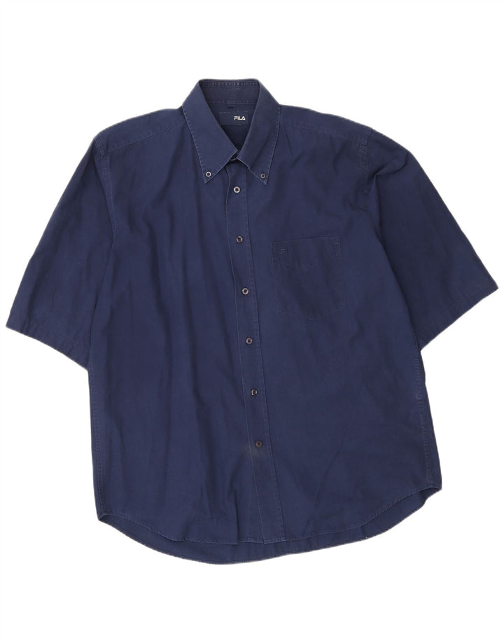 Fila Camisa de manga corta para hombre grande de algodón azul marino