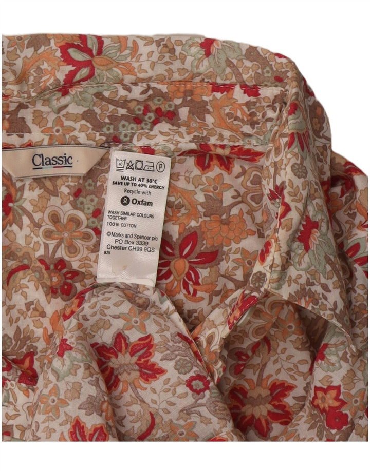Marks & Spencer Camisa para mujer UK 44 Grande Algodón floral multicolor