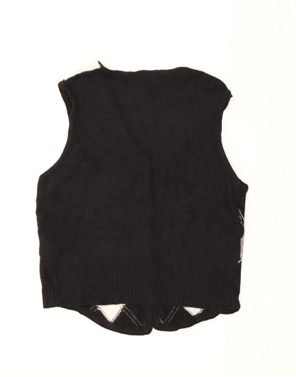Trussardi Chaleco de punto para mujer UK 44 Large Negro Argyle/Diamond Viscosa