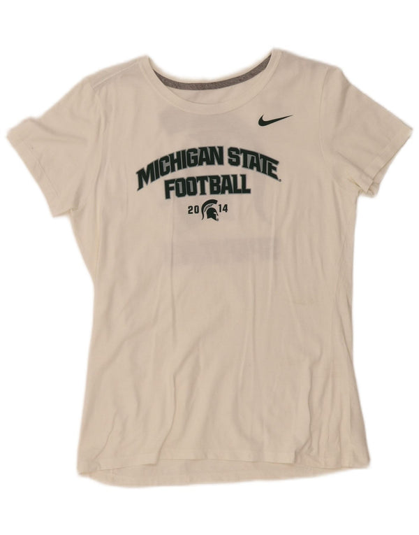 NIKE Michigan State Graphic Camiseta para Mujer UK 12 Medium Off White