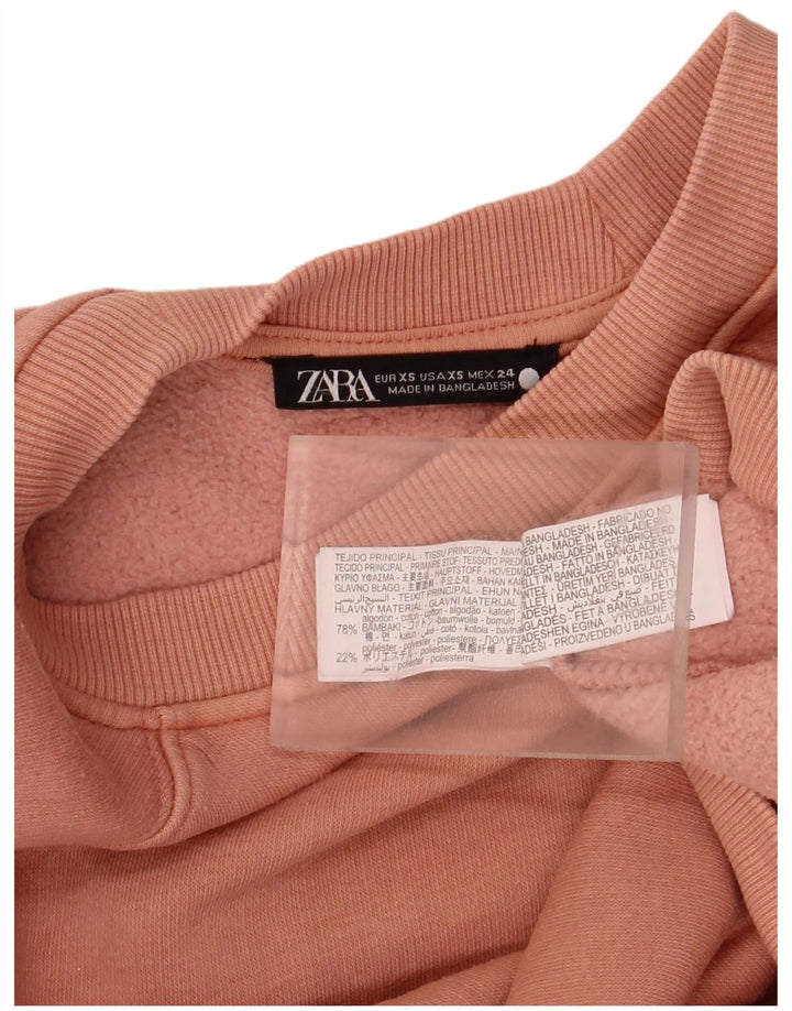 ZARA Mujer Crop Sudadera Jumper UK 6 XS Algodón Rosa