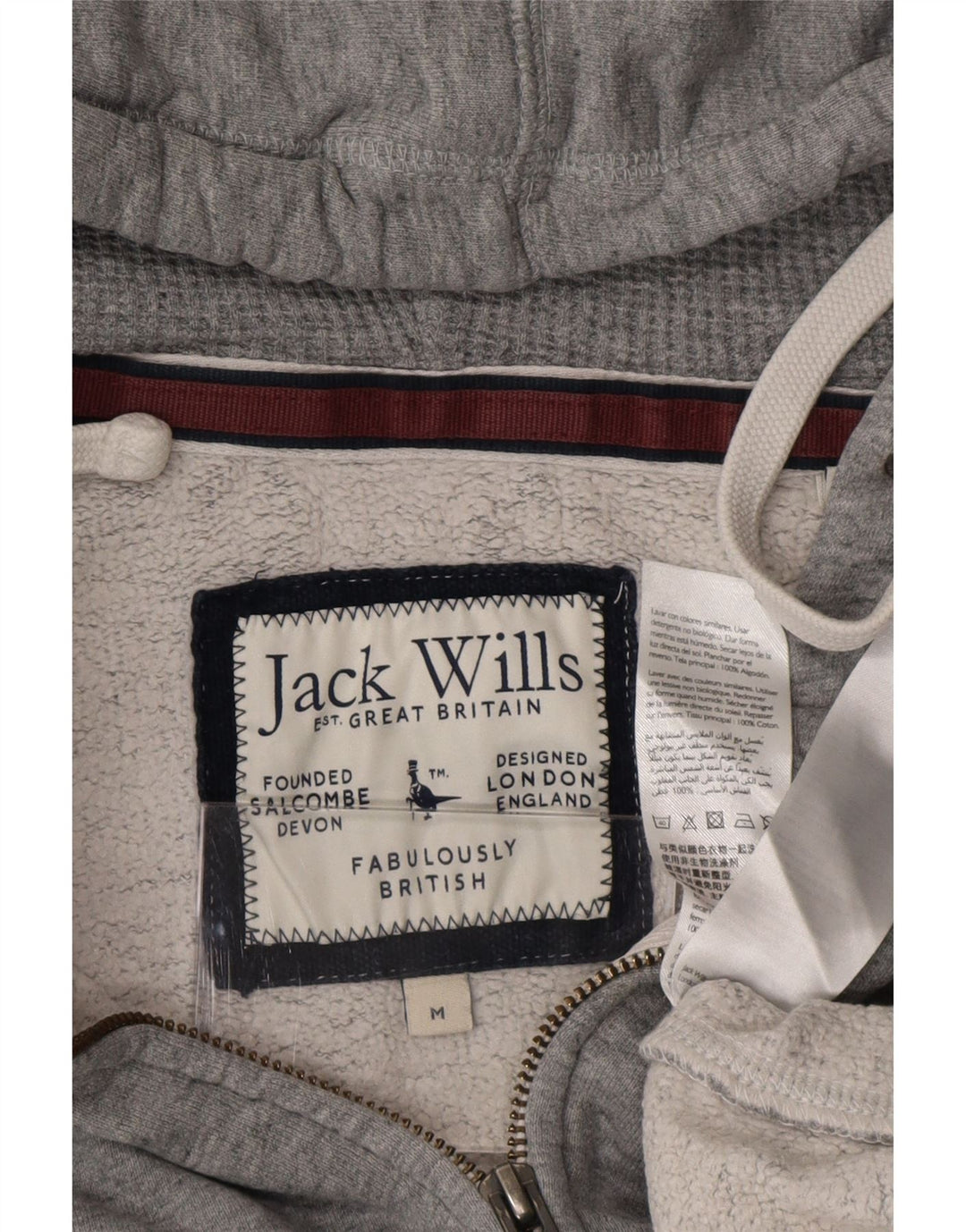 Jack Wills Suéter con capucha y cremallera para hombre Algodón gris medio