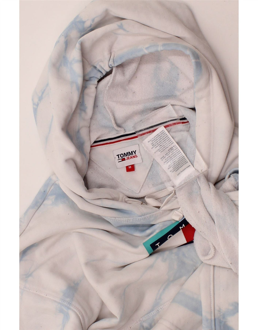TOMMY HILFIGER Womens Oversized Graphic Hoodie Jumper UK 14 Medium White Vintage Tommy Hilfiger and Second-Hand Tommy Hilfiger from Messina Hembry 