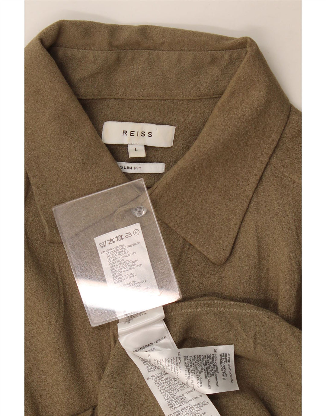 Camisa Reiss Slim Fit De Viscosa Caqui Grande |