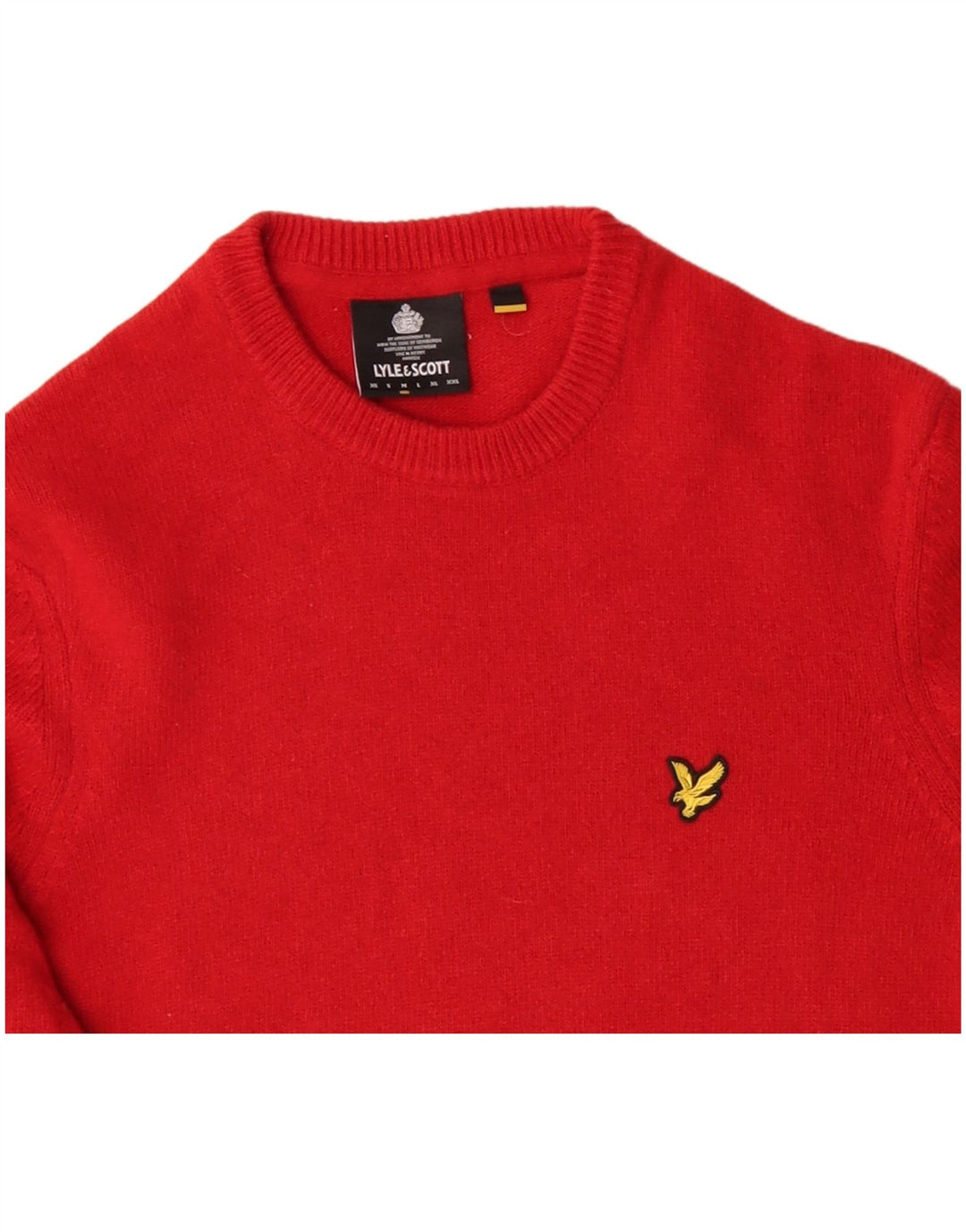 LYLE & SCOTT Jersey de cuello redondo para hombre de lana roja mediana