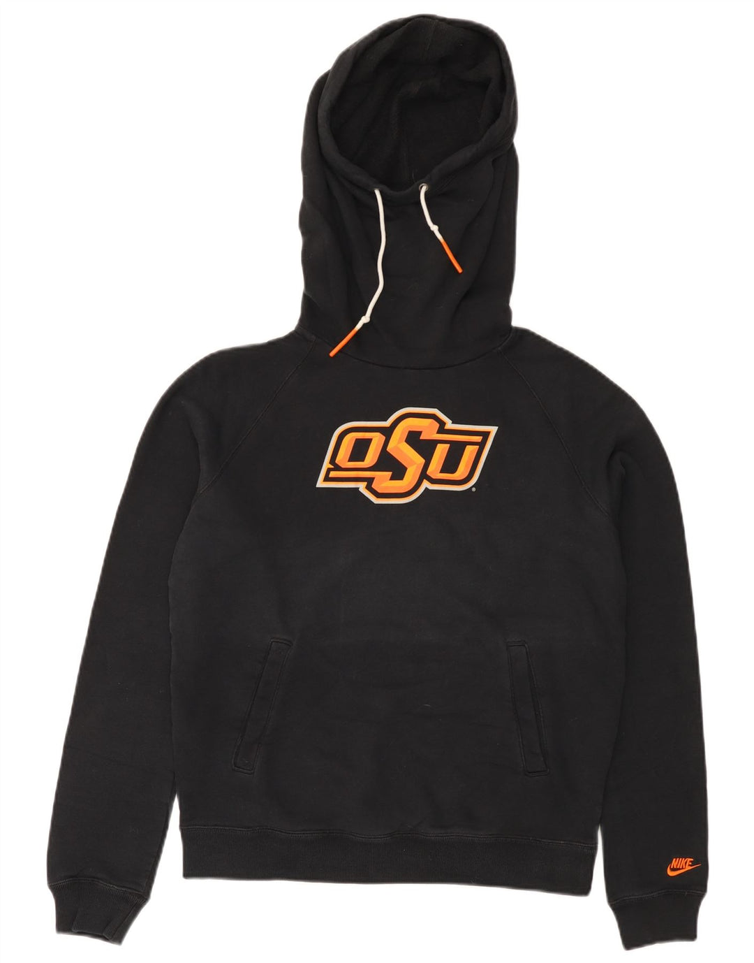 NIKE Sudadera con capucha gráfica para mujer UK 14 Medium Black Cotton