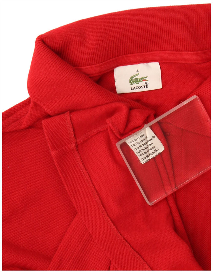 Lacoste Polo de manga larga para hombre talla 4 mediano algodón rojo