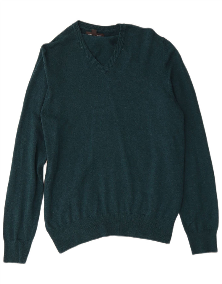 Marks & Spencer Jersey con Cuello en V para Hombre de algodón Verde Medio