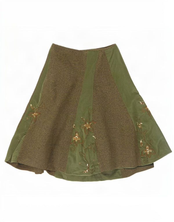 Monsoon Falda Acampanada para Mujer UK 10 Small W30 Verde Floral