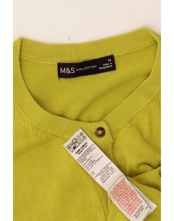 Marks & Spencer Suéter tipo cárdigan corto para mujer UK 44 Viscosa amarilla mediana