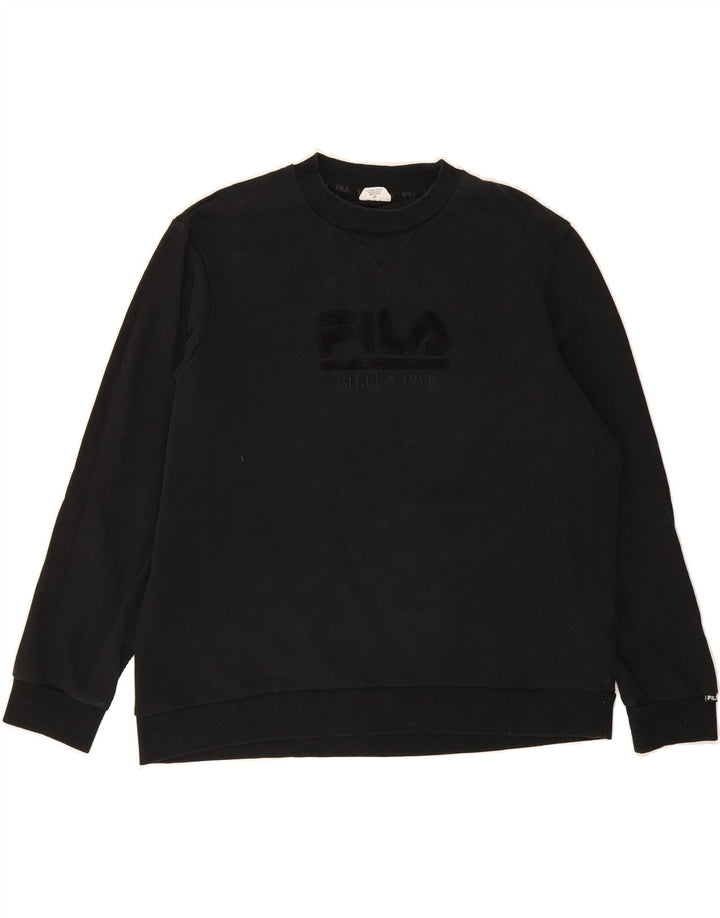 FILA Womens Graphic Sweatshirt Jumper US 20 2XL Black Cotton Vintage Fila and Second-Hand Fila from Messina Hembry 