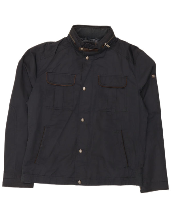 Massimo Dutti Chaqueta Utility Con Capucha Hombre UK 42 XL Azul Marino Algodón