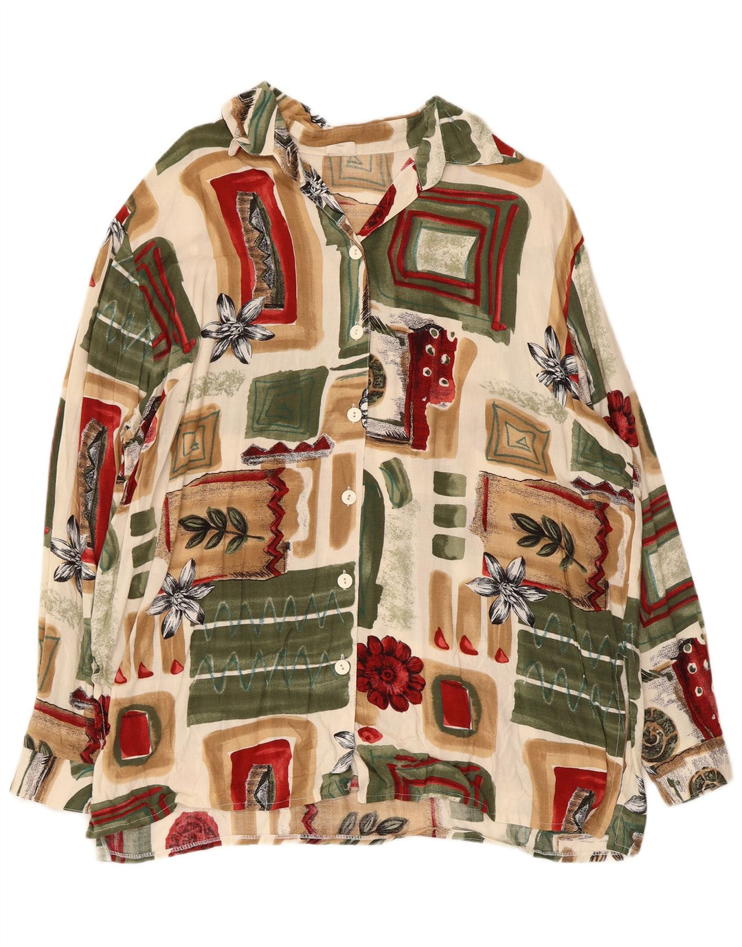 Blusa vintage para mujer IT 48 XL Viscosa patchwork multicolor