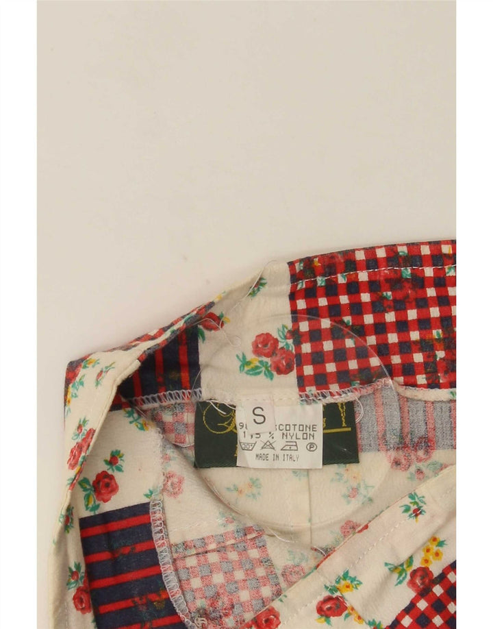 Falda lápiz vintage para mujer pequeña W26 Algodón patchwork multicolor