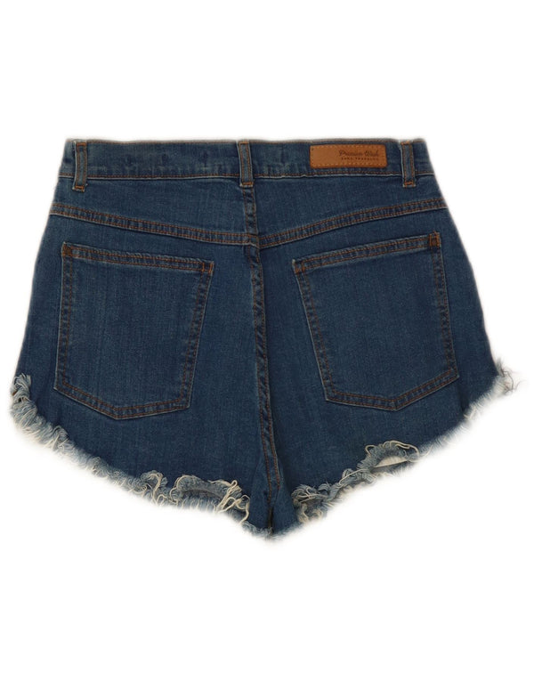 Zara Mujer Trafaluc Denim Pantalones Calientes De Cintura Alta EU 38 Small W28 Azul