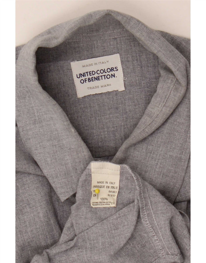 Camisa Benetton Hombre Grande Gris Algodón