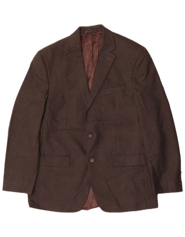 Chaps Chaqueta tipo blazer de 2 botones para hombre UK 40 Large Brown Check Poliéster