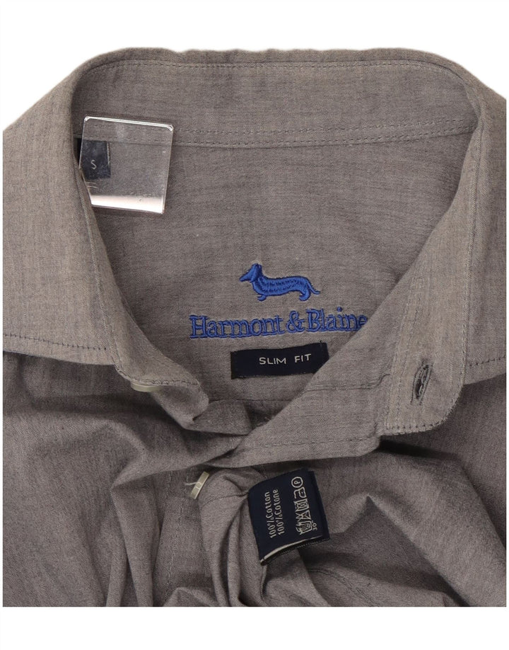 HARMONT & BLAINE Camisa ajustada para hombre Algodón gris pequeño