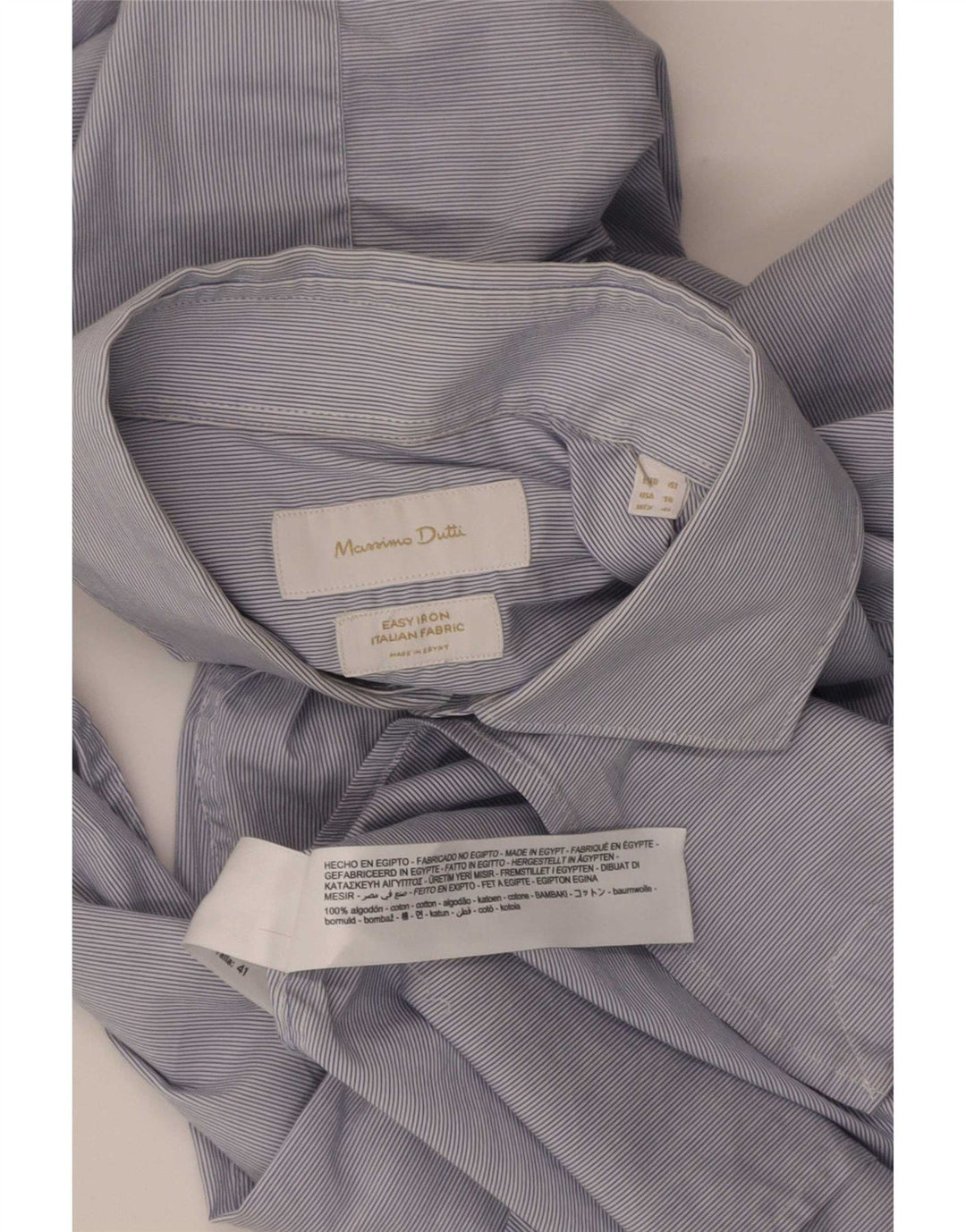 Camisa Massimo Dutti Hombre Talla 41 Algodón Rayas Azul Mediana Clásica